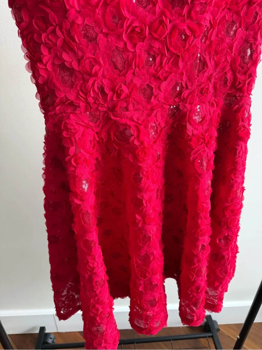 Vintage Y2K Bebe Hot Pink Floral Appliqué Corset Dress Size 8 - Picture 7 of 13